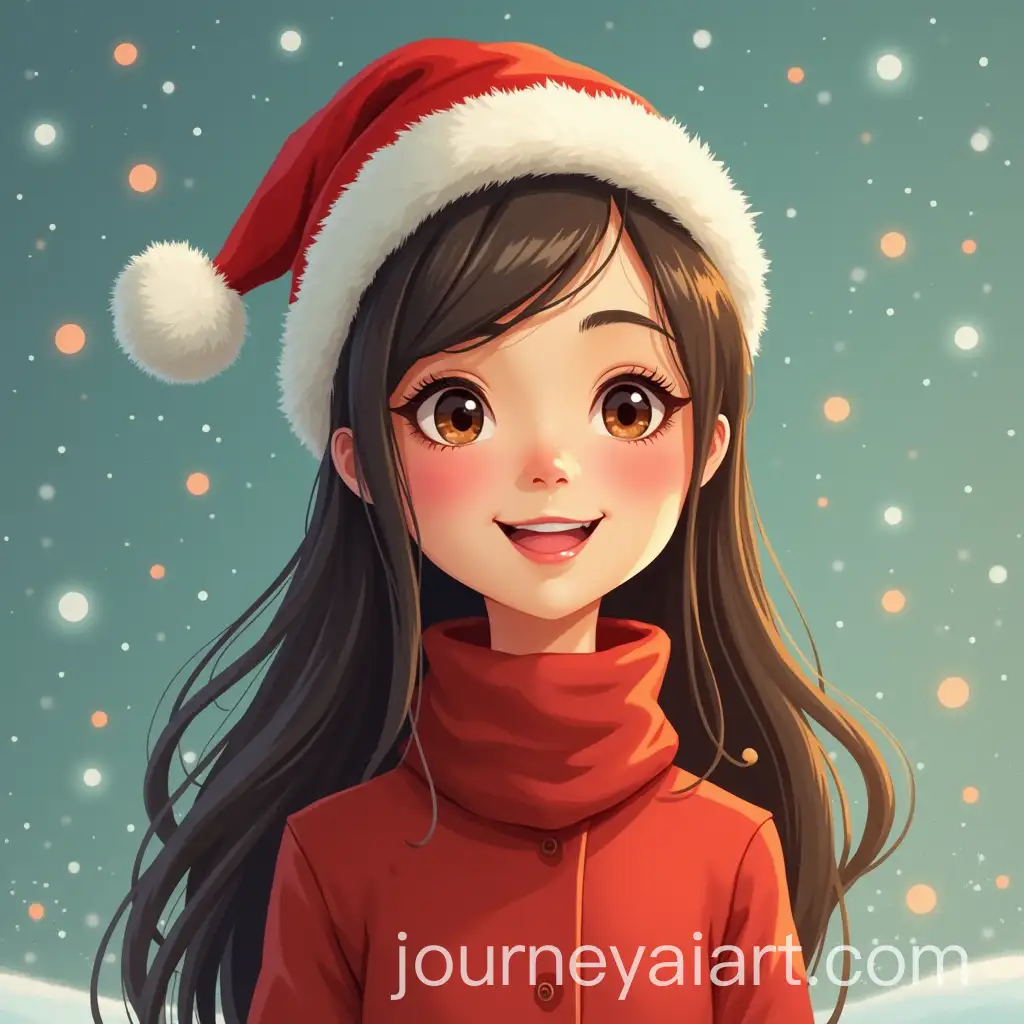 Animated-Woman-Wearing-Christmas-Hat-in-Festive-Setting