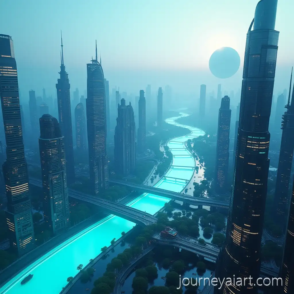 UltraModern-SciFi-Megacity-with-River-and-Skyways-at-Blue-Hour