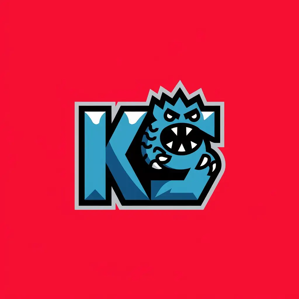 a vector logo design,with the text "ks", main symbol:monster, red background,Moderate,be used in Internet industry,clear background