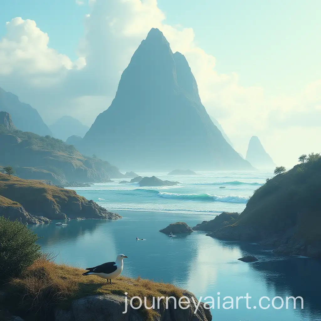 Breathtaking-Landscape-with-Sea-Mountain-and-Birds-in-the-Sky
