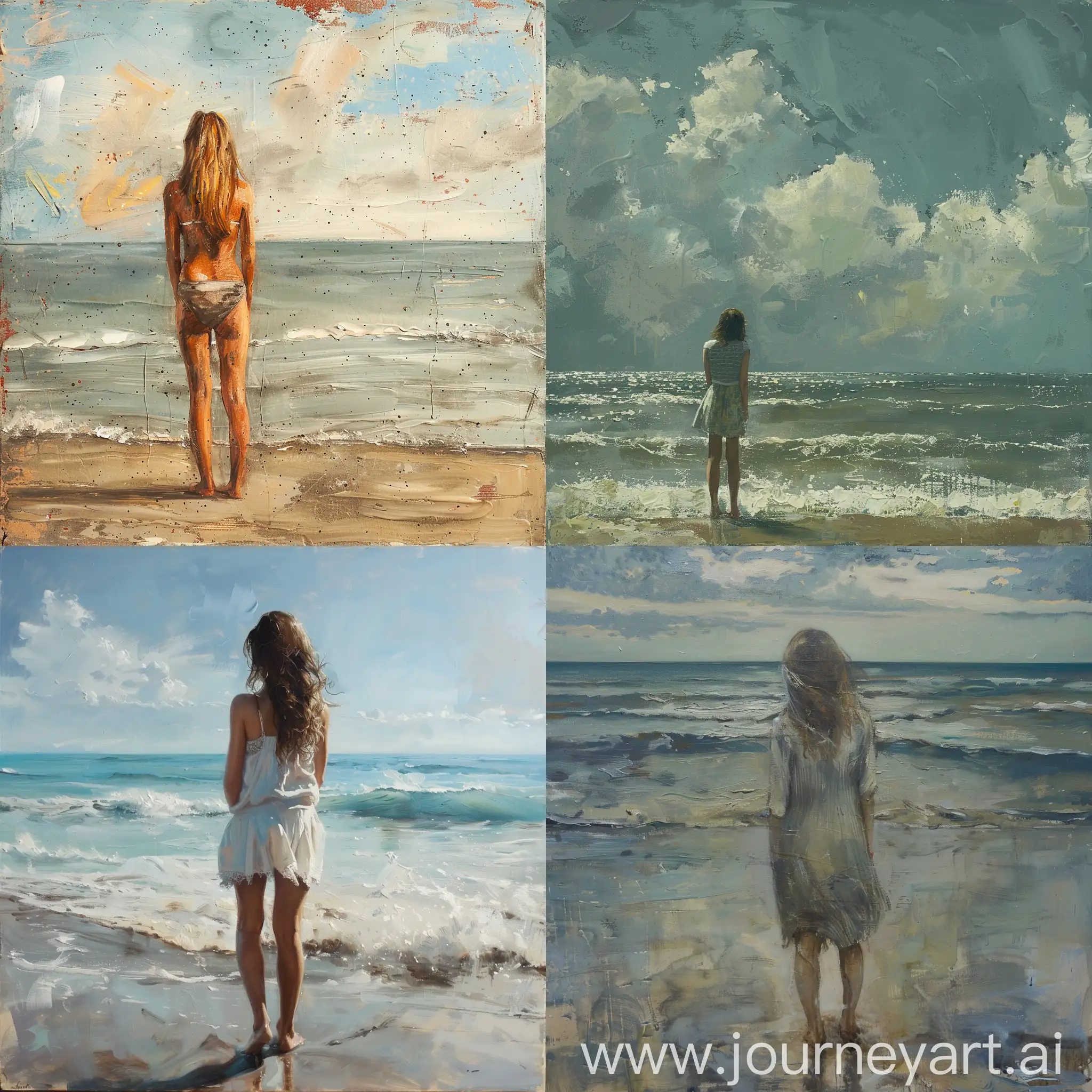 Girl-Standing-at-the-Seashore-Watching-Waves