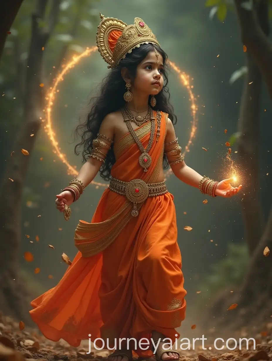 Krishna-as-a-Child-Playing-with-a-Peacock-in-a-Realistic-Diamond-Dust-Cinematic-Scene