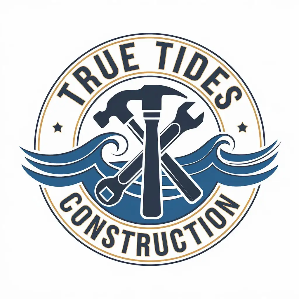 LOGO Design for True Tides Construction Vector Style with Remodeling Renovation Theme