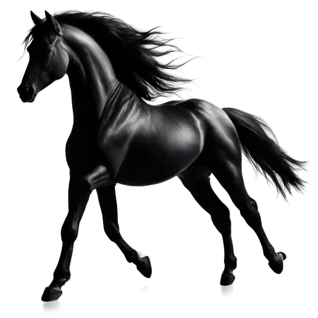 Elegant-Black-and-White-Horse-Silhouette-PNG-with-Flowing-Mane-for-Dynamic-Artistic-Motion