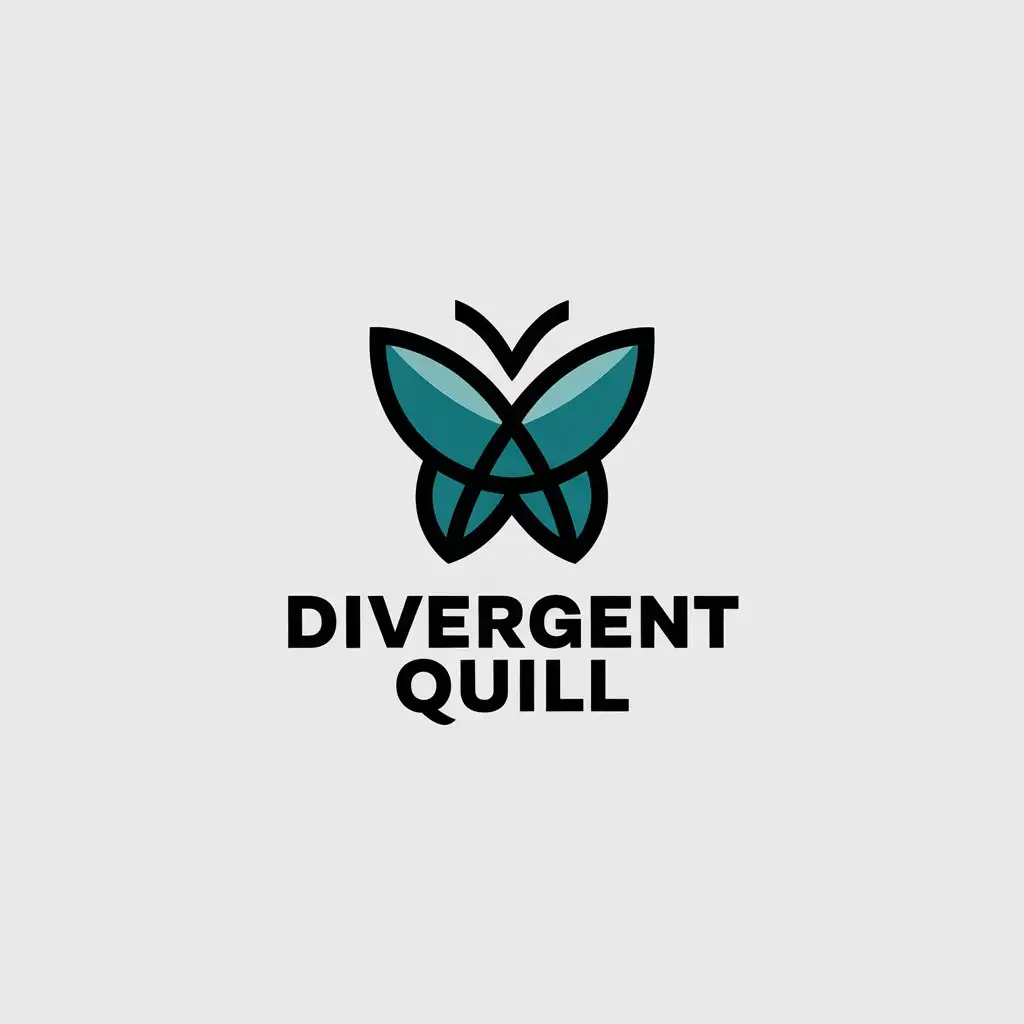 LOGO Design for Divergent Quill Butterfly Symbol Minimalistic Style for Education Industry