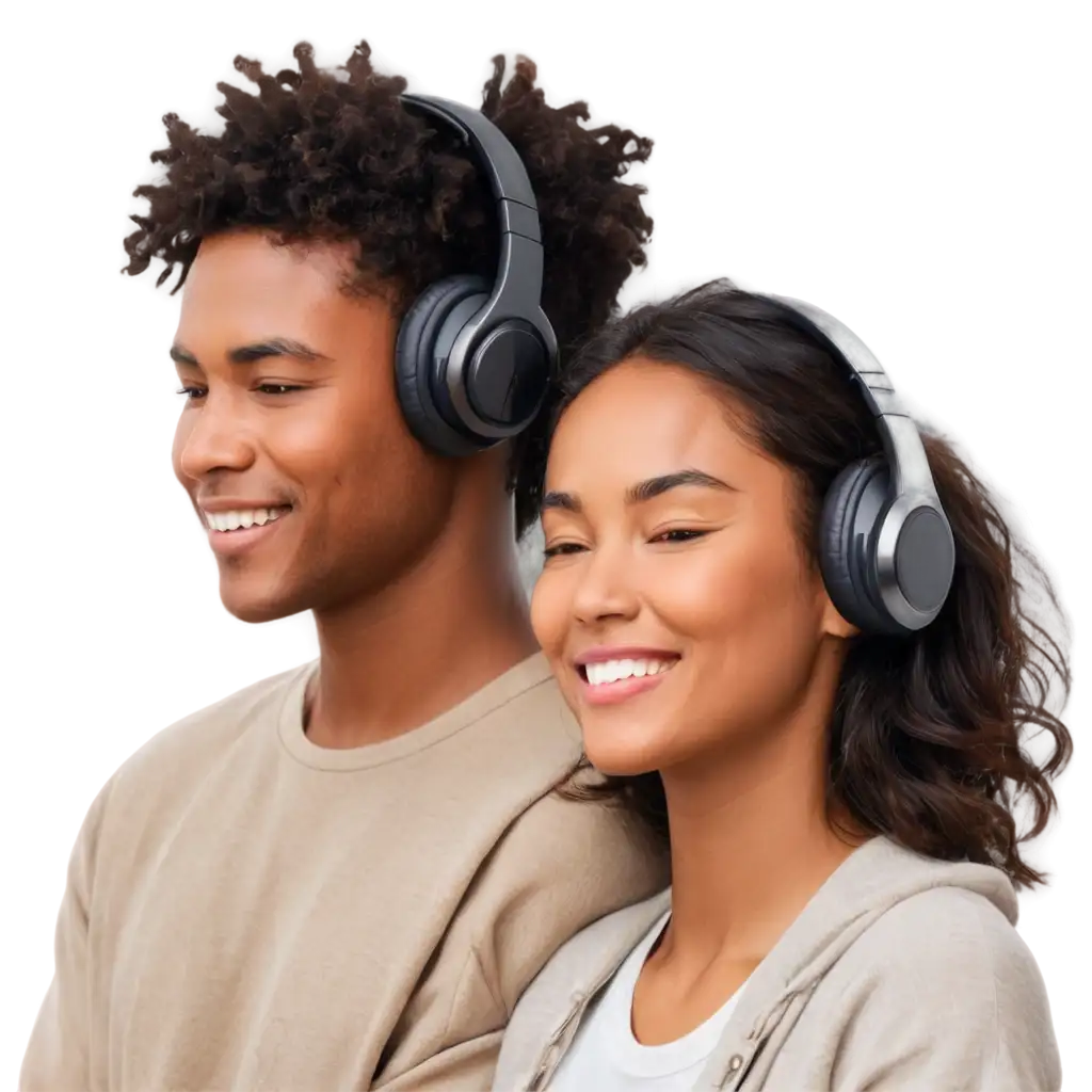 Serene-and-Happy-Person-Listening-to-Podcast-with-Headphones-PNG-Image