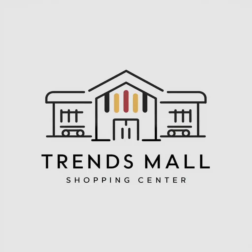 a vector logo design,with the text "Trends Mall", main symbol:shopping center, supermarket,Minimalistic,be used in Retail industry,clear background