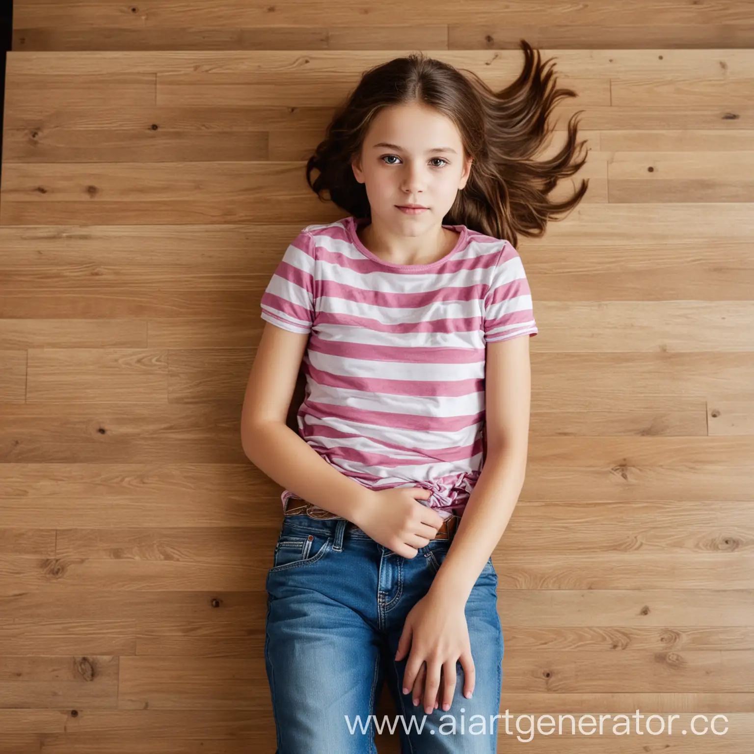 11YearOld-Girl-Lying-on-a-Table-in-FullLength-Portrait