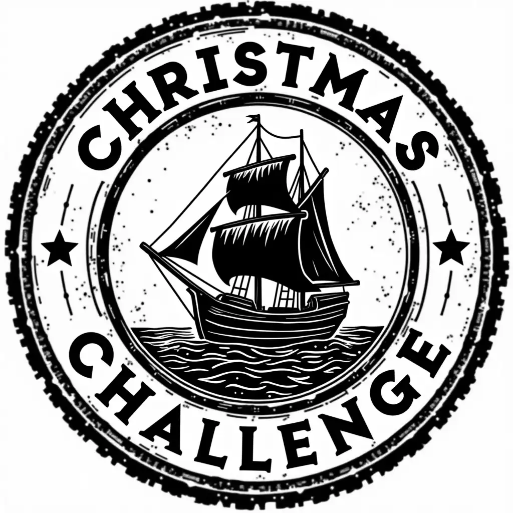 Steampunk-Christmas-Challenge-Badge-with-Boat-in-Black-and-White