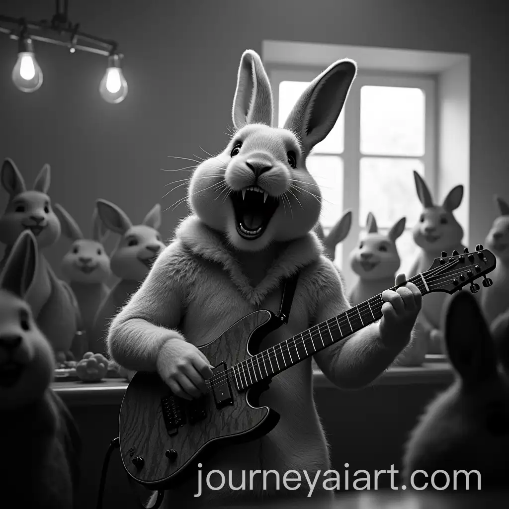 Punk-Rock-Rabbit-Guitarist-Performing-in-AnimalFilled-Bar