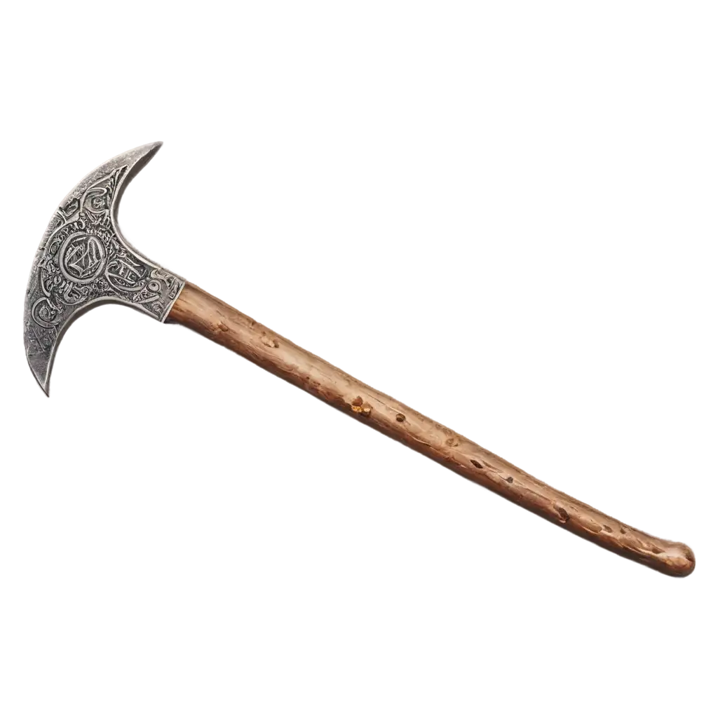Ancient-Tomahawk-with-VikingInspired-Hieroglyphs-PNG-Image-for-Creative-Use