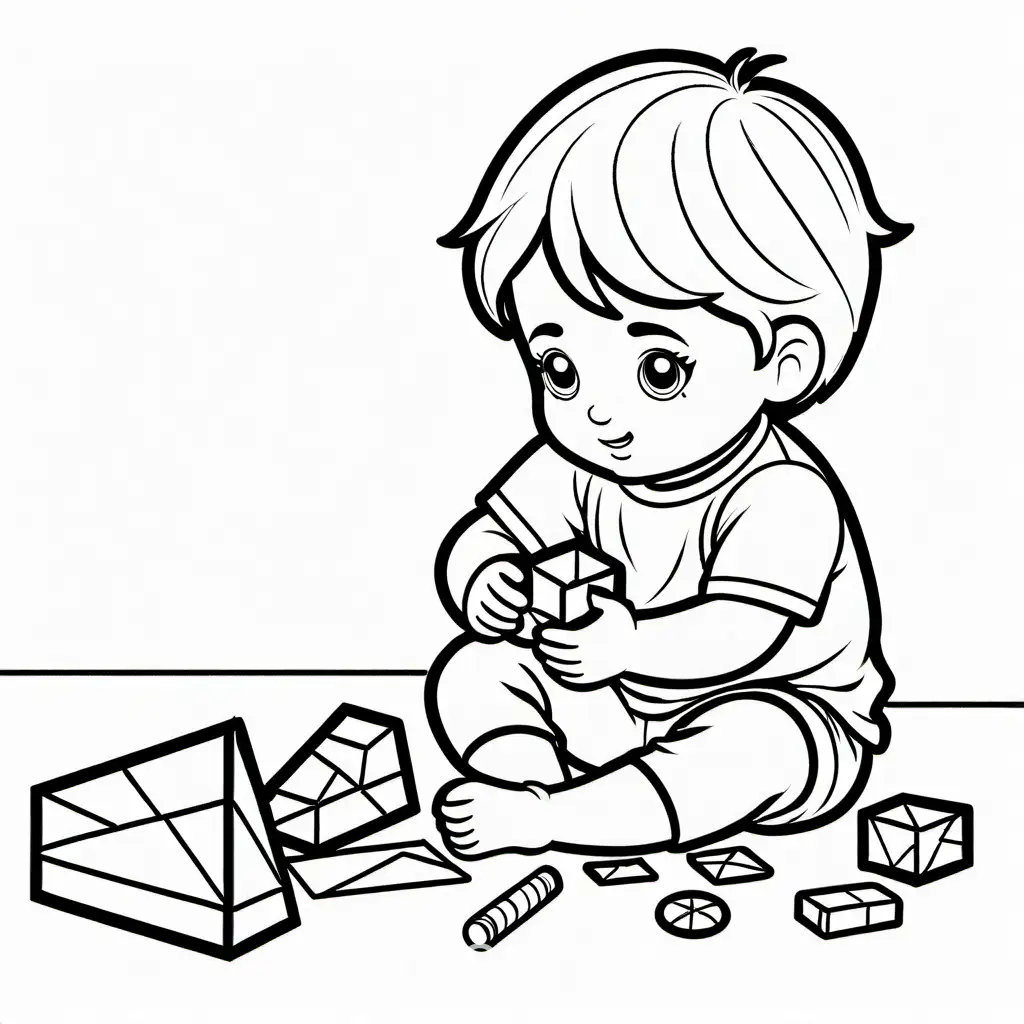 Child-Contemplating-a-Broken-Toy-in-a-Simple-Coloring-Page