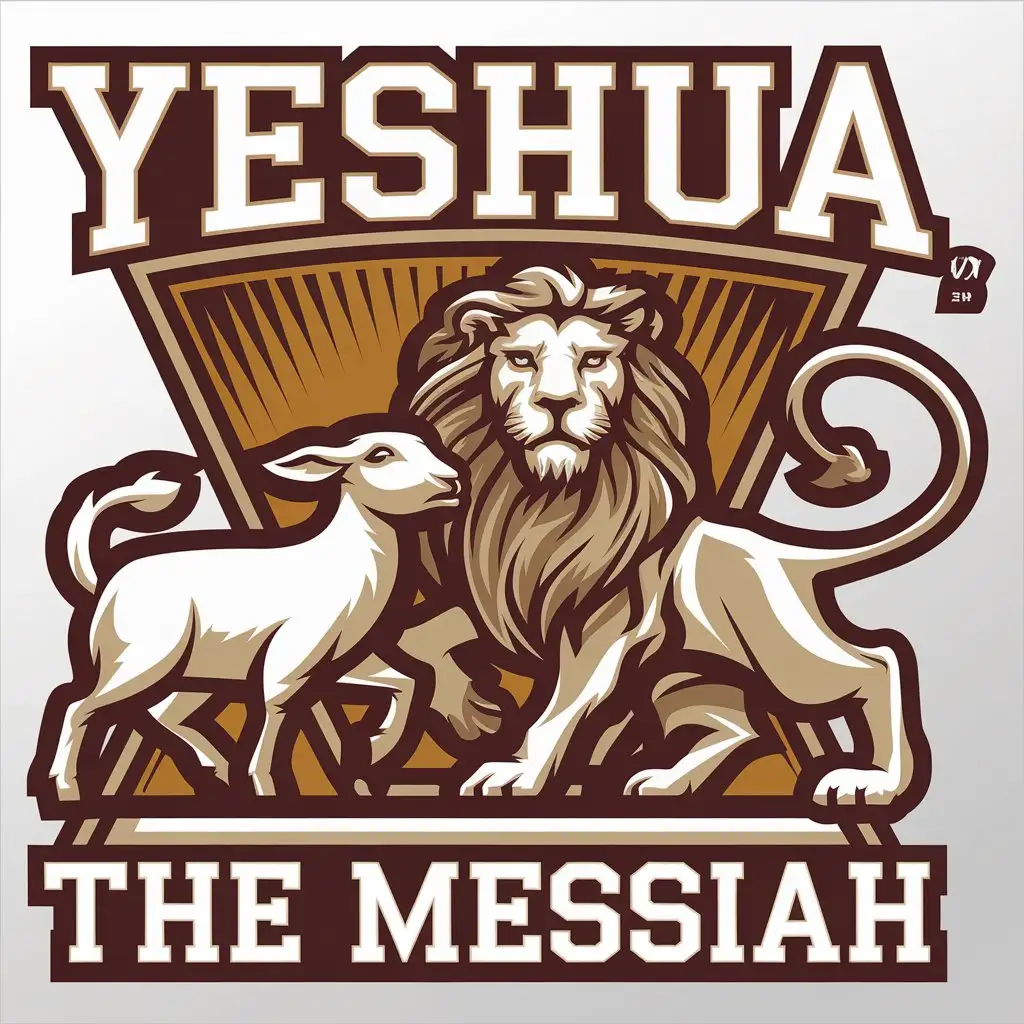 LOGO Design for Yeshua The Messiah Vector with Lamb Lion Symbol for Education