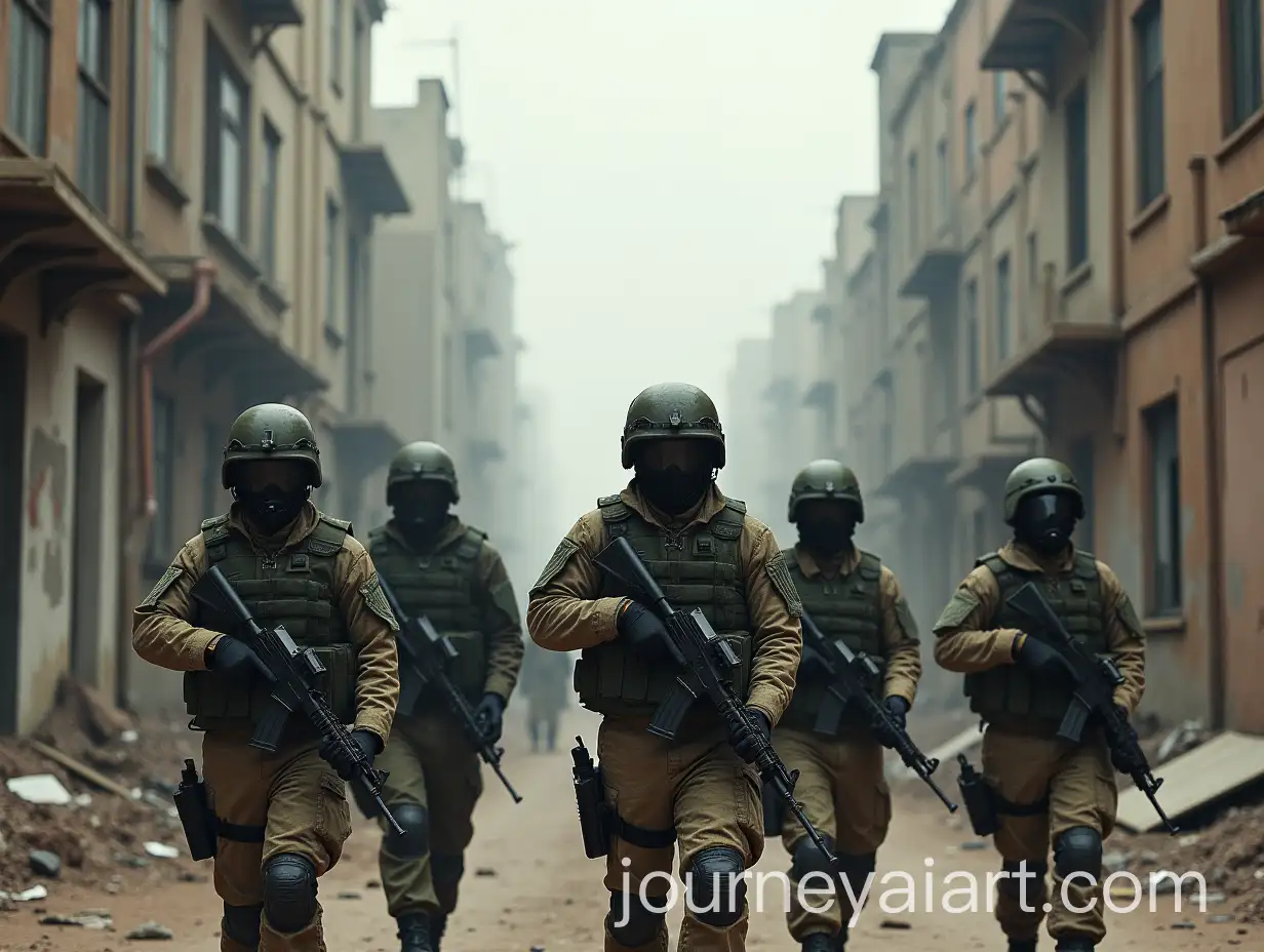 Armed-Military-Group-in-Abandoned-City-Landscape