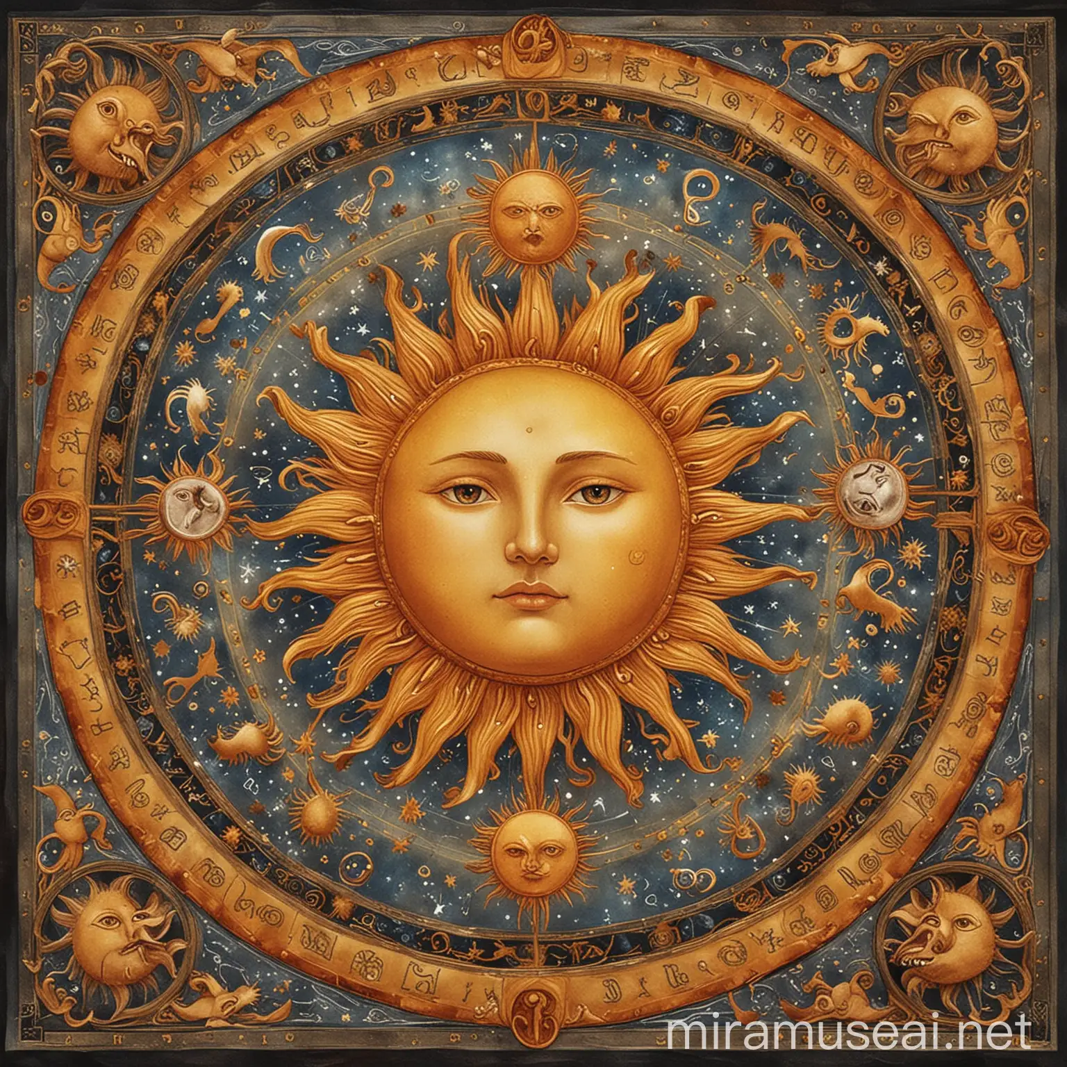 Sun Zodiac with Larger Border Artwork