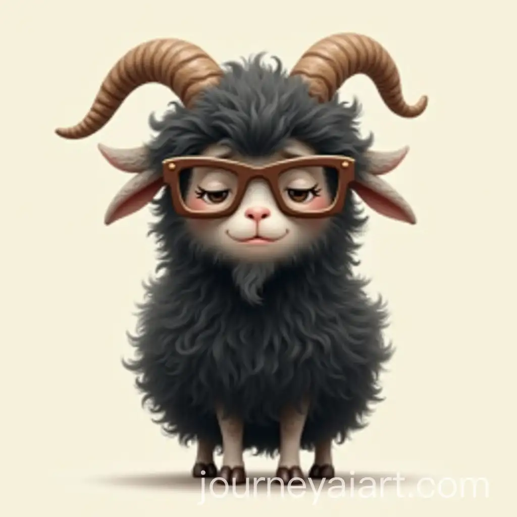 Sleepy-Anthropomorphic-Goat-with-Vintage-Glasses