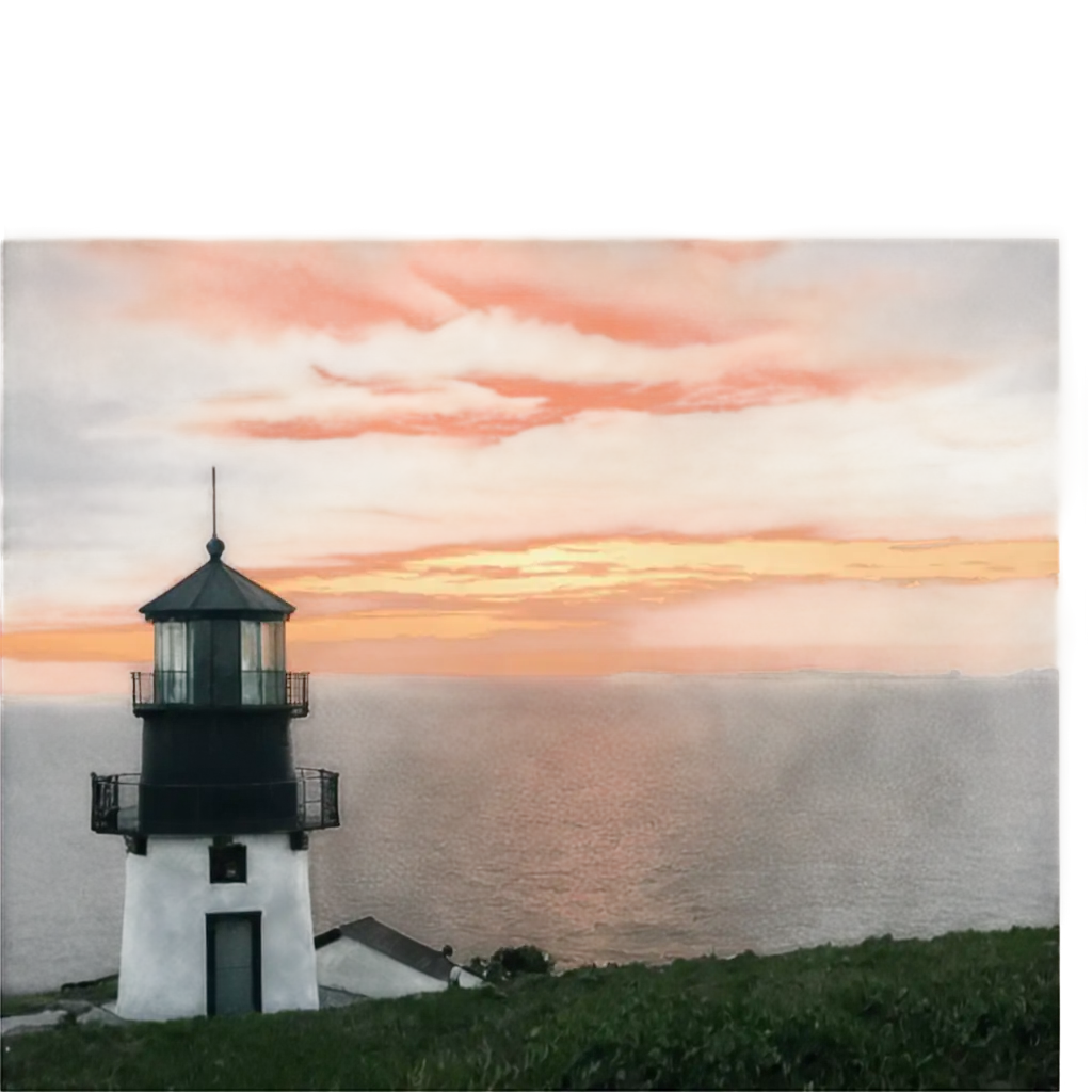 sunset view from a light house on island with more sunlight color and without using white color