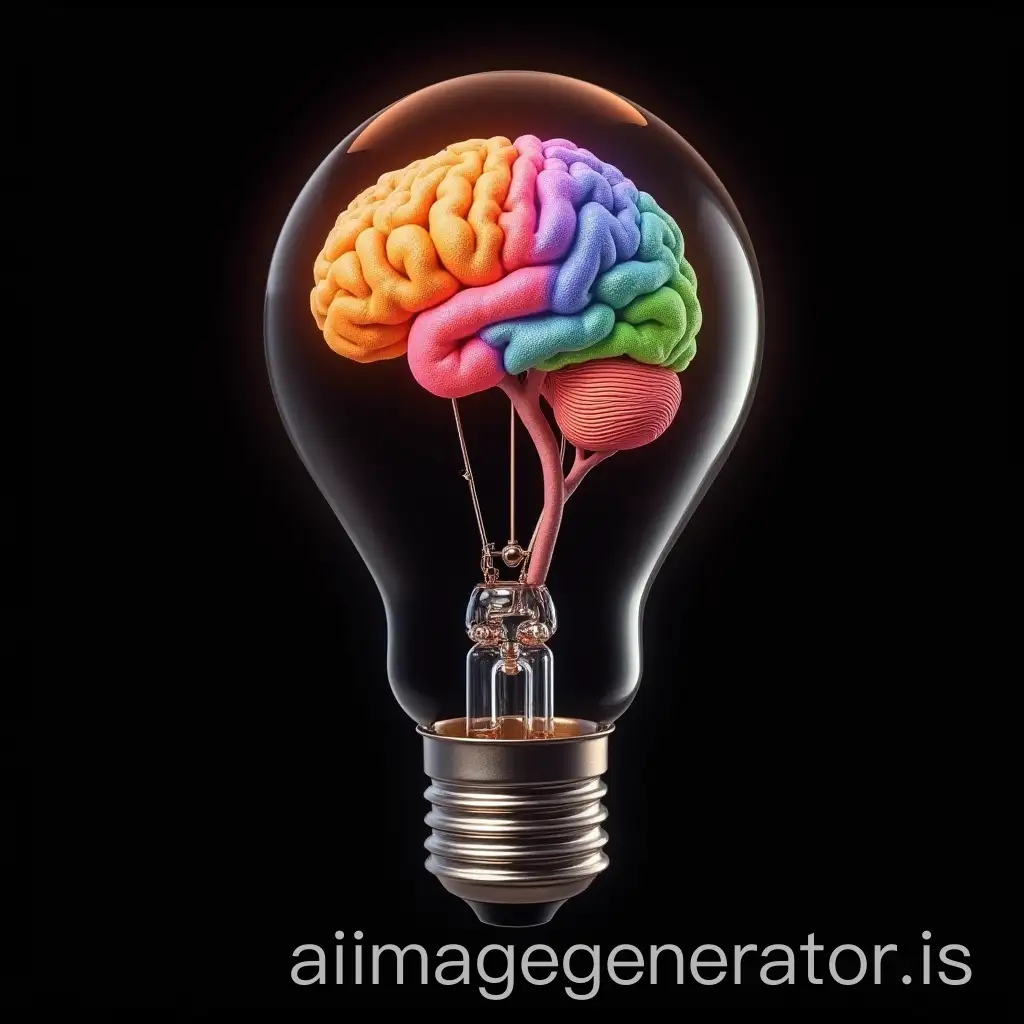 Vibrant-Light-Bulb-with-TreeShaped-Brain-Against-Black-Background