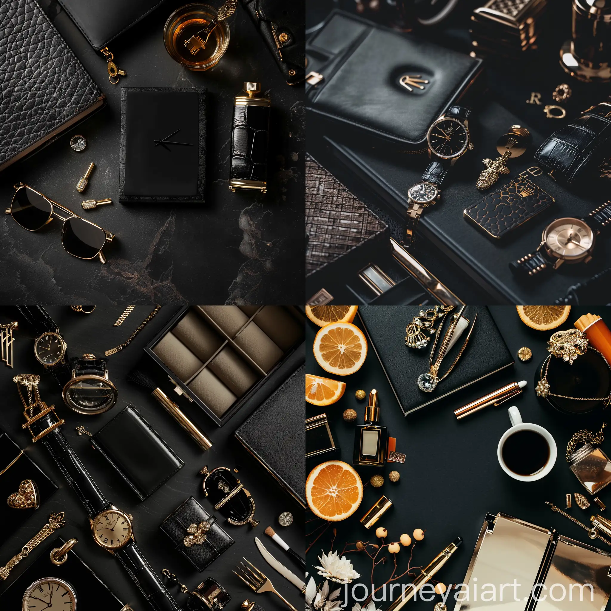 Luxurious-Objects-on-Black-Background-with-Elegant-Typography
