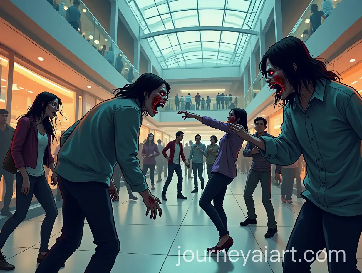 Zombies-Attacking-and-Biting-People-in-a-Modern-Shopping-Mall-Graphic-Novel-Style