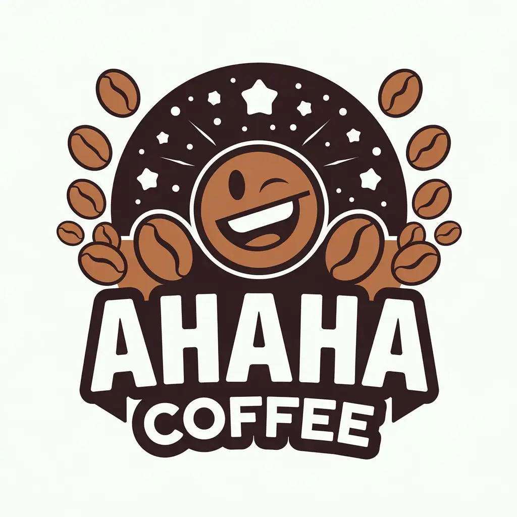 LOGO-Design-for-AHaha-Coffee-Smiling-Coffee-Beans-and-Starry-Sky-with-Entertainment-Industry-Appeal