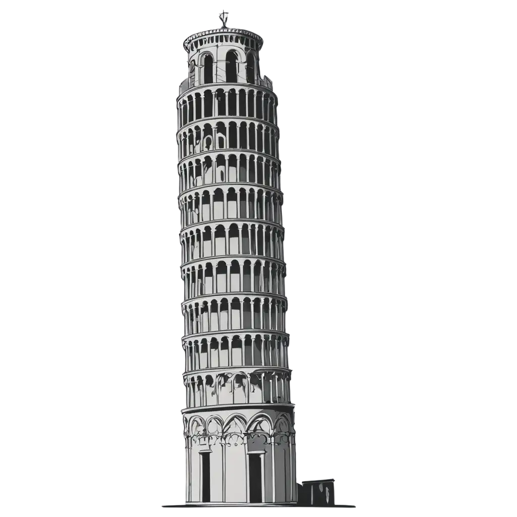 Minimal-Vector-Line-Art-of-Pisa-Tower-PNG-Image-Elegant-Simplicity-for-Versatile-Use