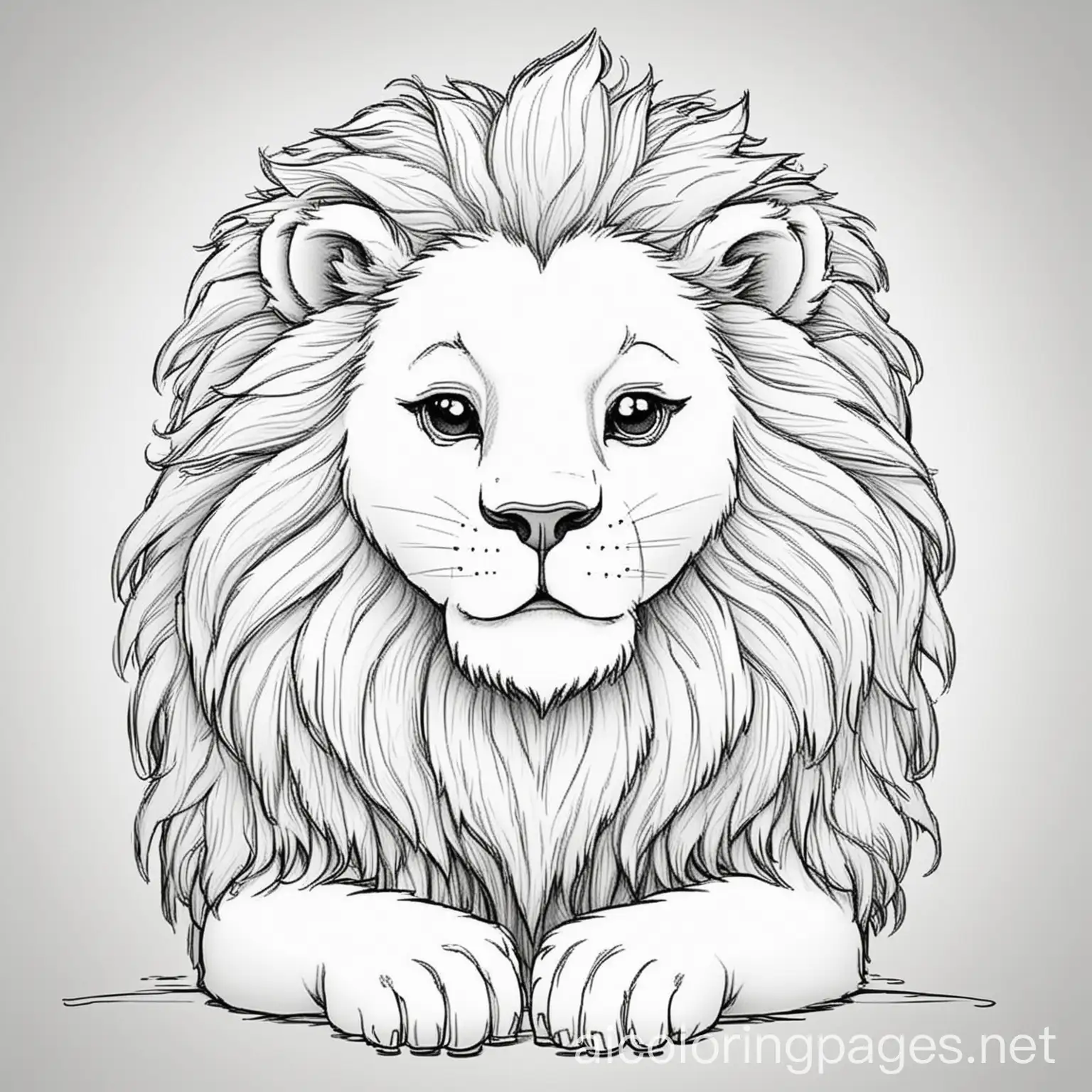 Smiling-Lion-Coloring-Page-with-Big-Fluffy-Mane