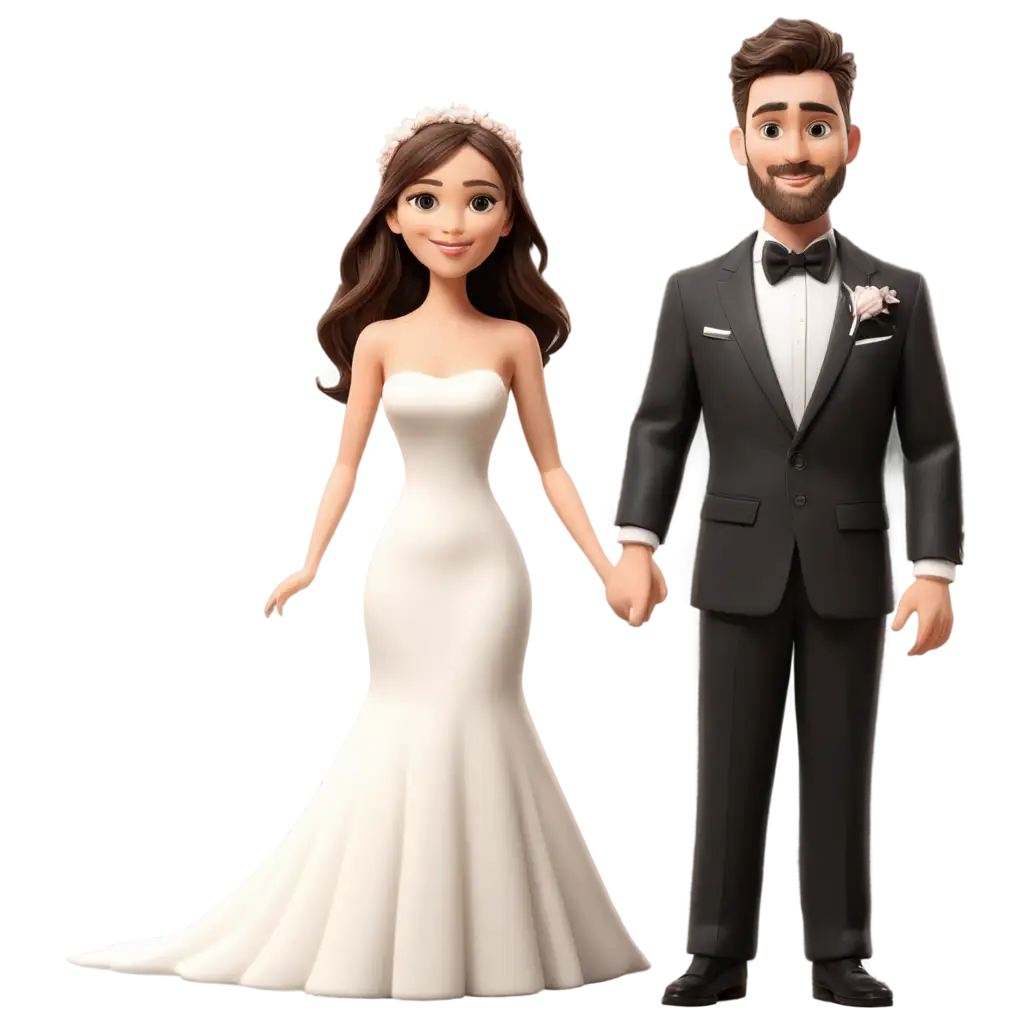 Charming-Groom-and-Bride-Cartoon-Half-Body-PNG-for-Creative-Projects