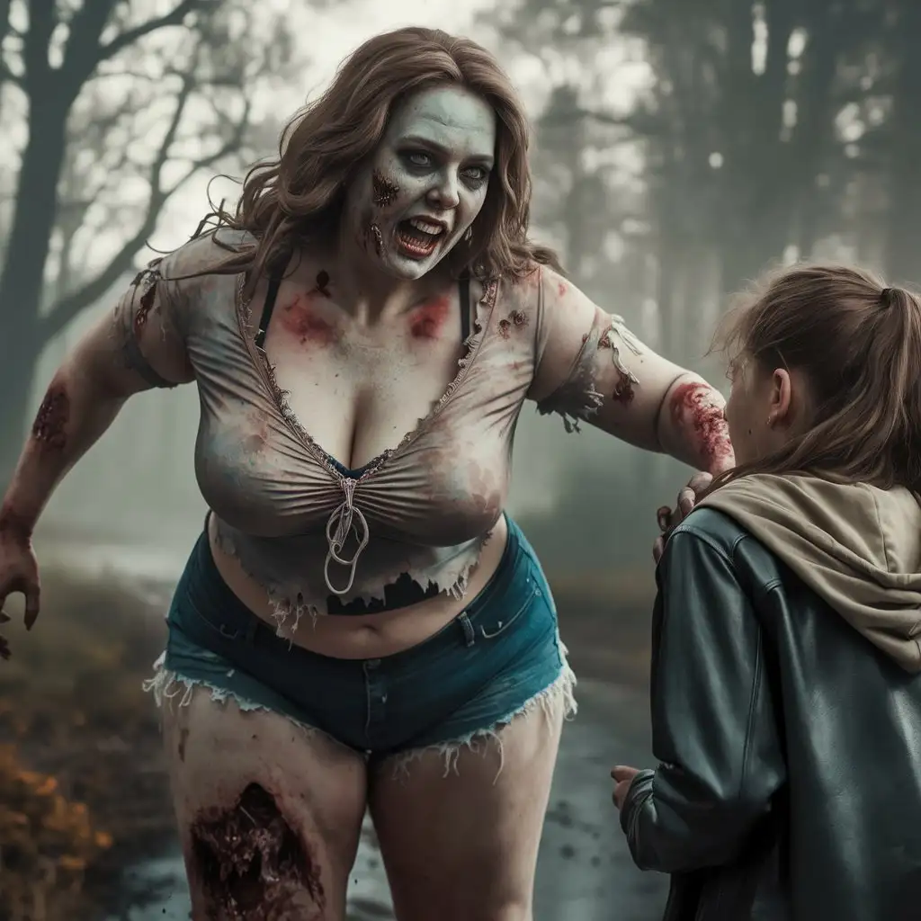 PlusSize-Zombie-Woman-Attacking-Teenager-in-Cinematic-Horror-Scene