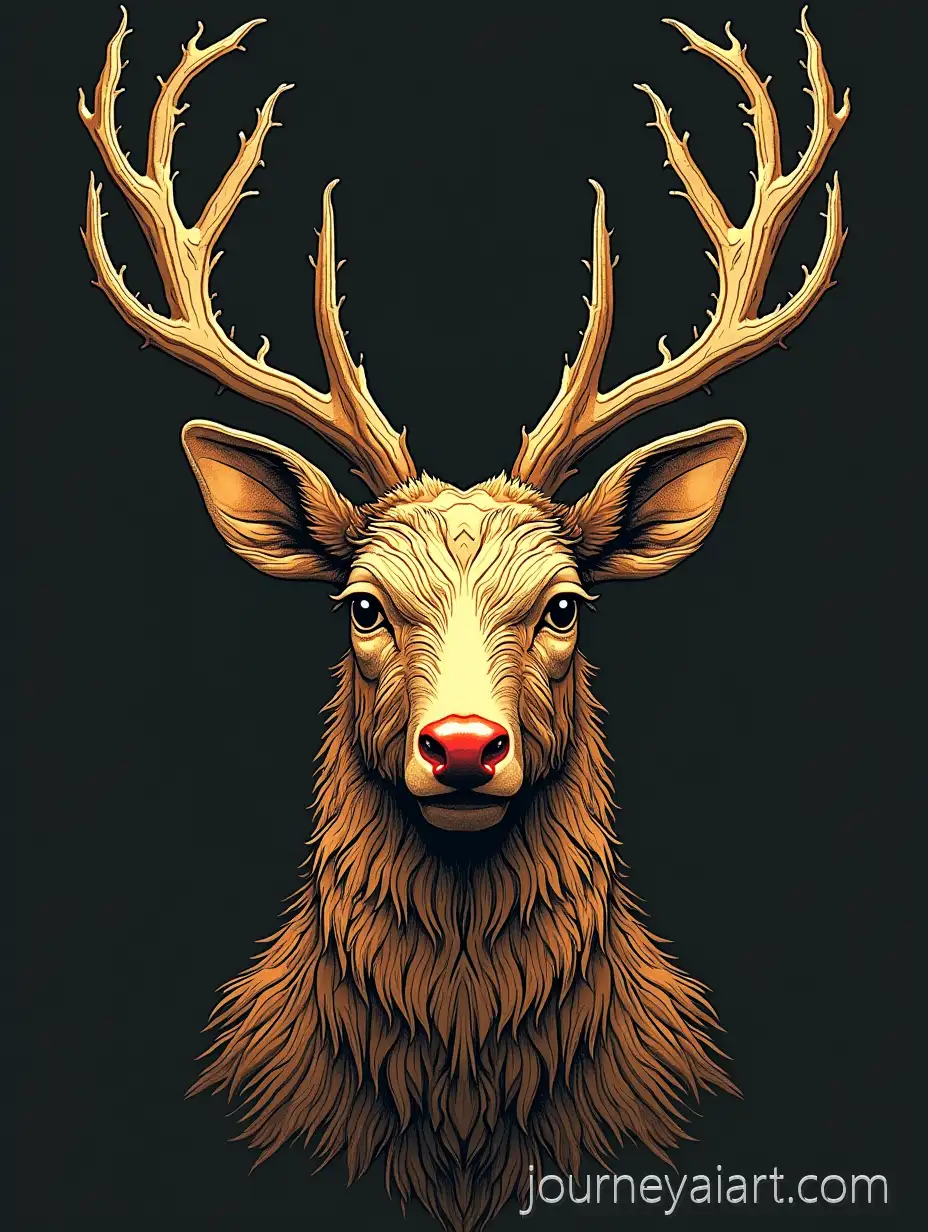 Lifelike-Gold-Reindeer-with-Red-Nose-Tshirt-DesignReindeer-tshirt-design