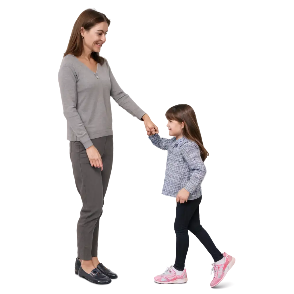 HighQuality-PNG-Image-of-a-MotherPNG-Image-Usage-Scenarios-Holding-Her-Childs-Hand-and-Smiling