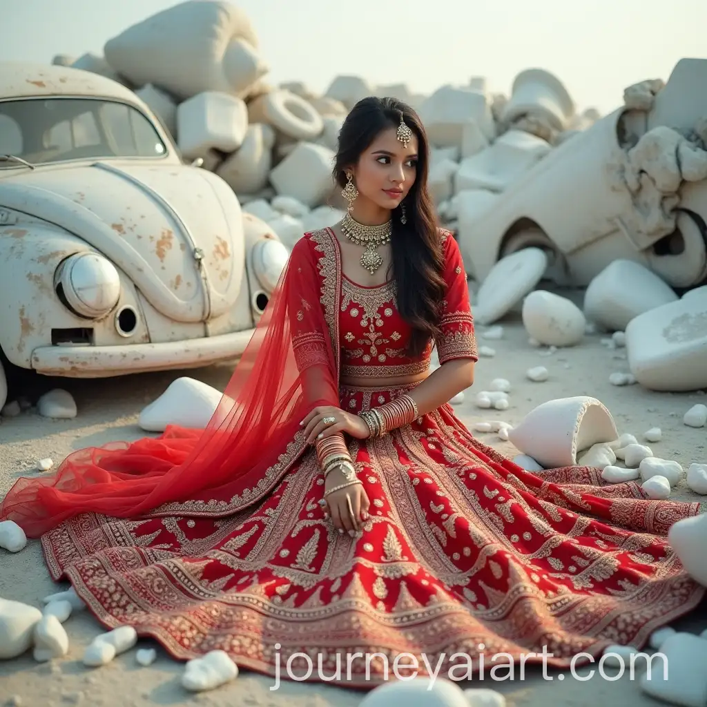 Young-Woman-in-Red-Lehenga-Amidst-a-Desolate-Junkyard