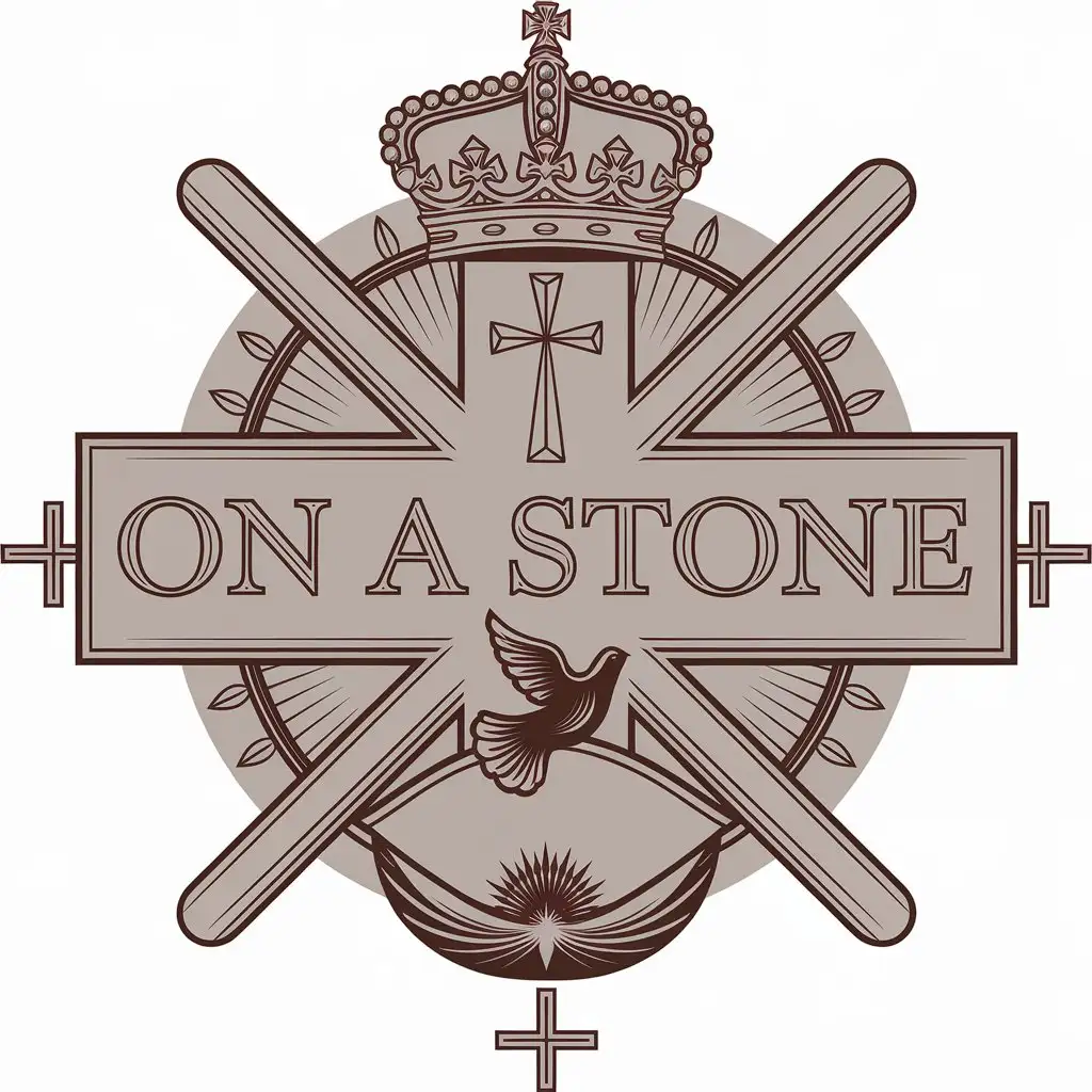 LOGO Design for On a Stone Crown Cross and Dove with Religious Symbolism for FaithBased Organizations