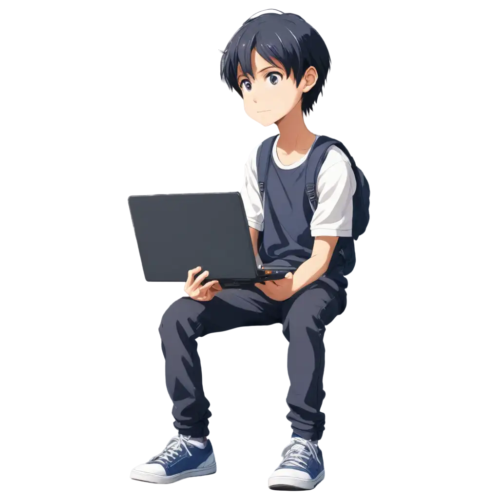 anime boy watching a screen