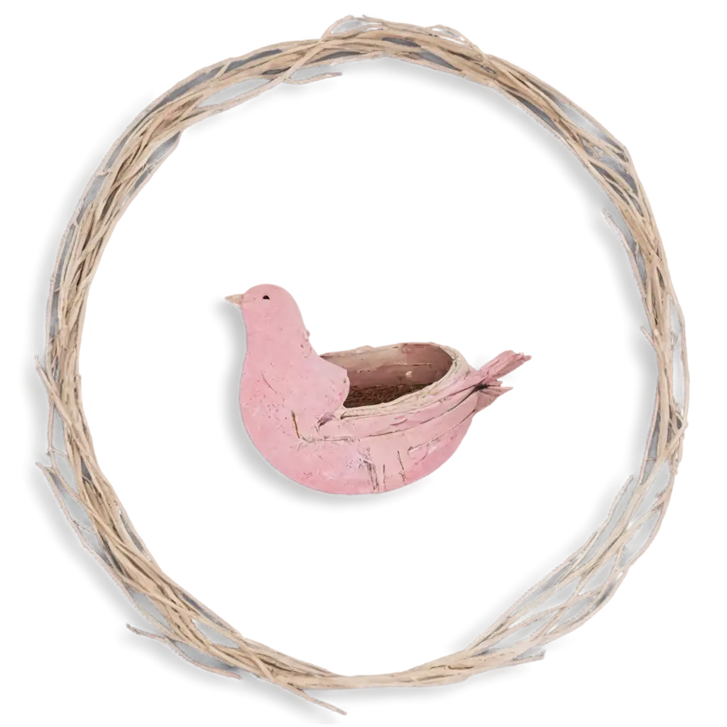 Vintage-Shabby-Chic-Pink-Bird-in-Nest-PNG-Image-Enhance-Your-Dcor-with-Nostalgic-Elegance