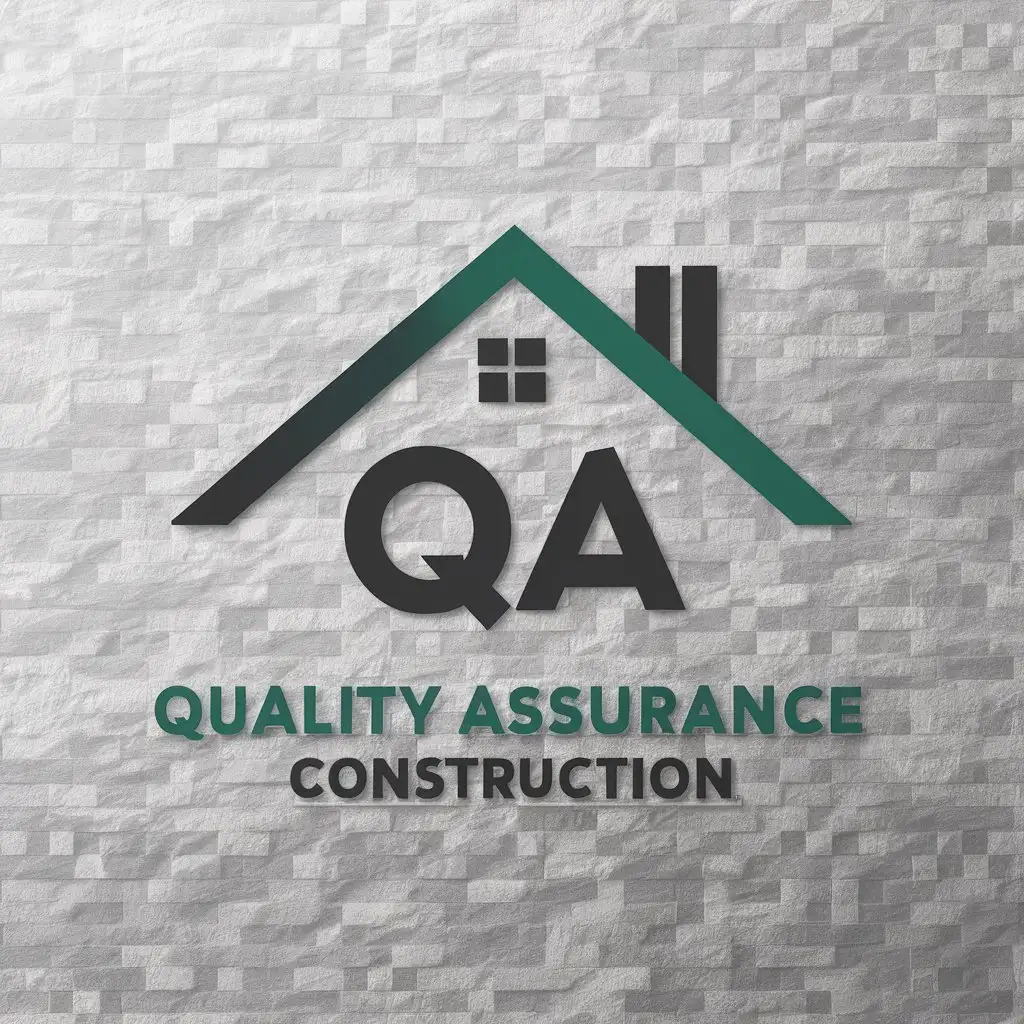 LOGO Design for Quality Assurance Construction Geometric Style Logo in Dark Green Black and White