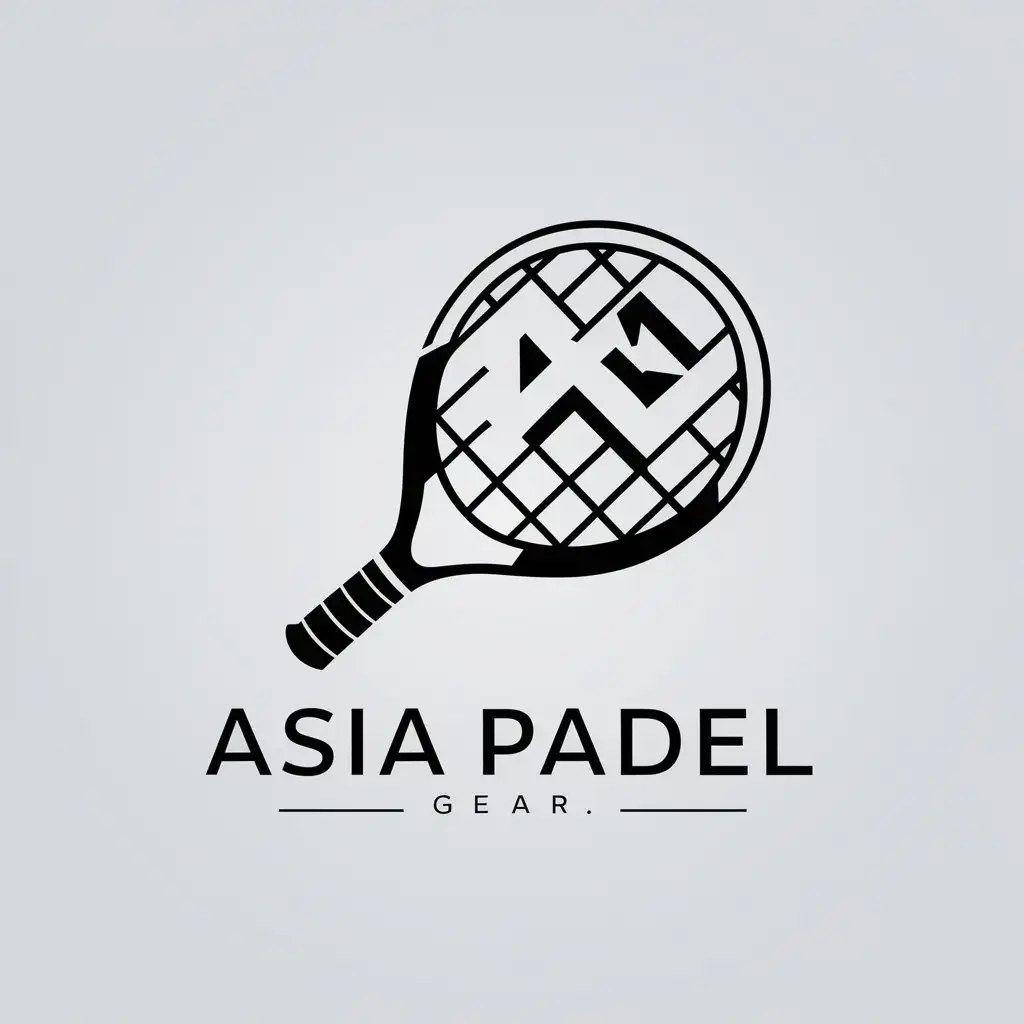 LOGO Design for Asia Padel Gear Padel Racket with Hidden A P G Letters on Clear Background