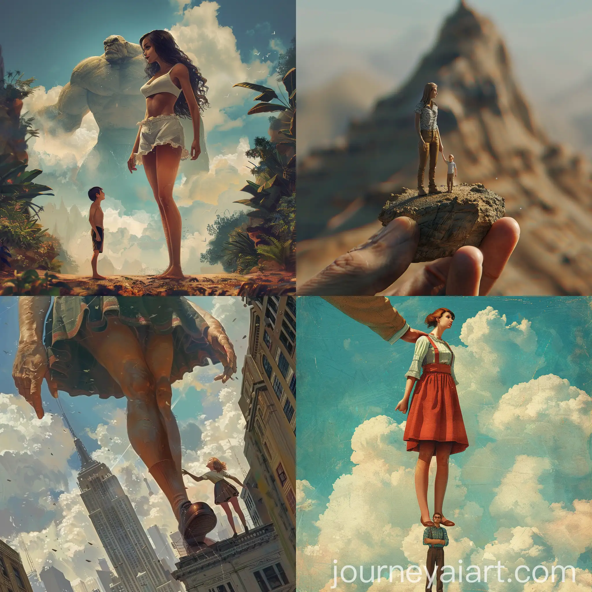 Giantess-Holding-Short-Man-in-Fantasy-Scene