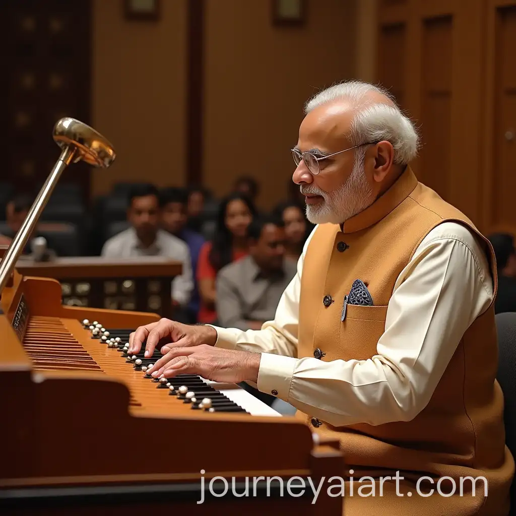 Indian-Prime-Minister-Narendra-Modi-Playing-Reed-Organ