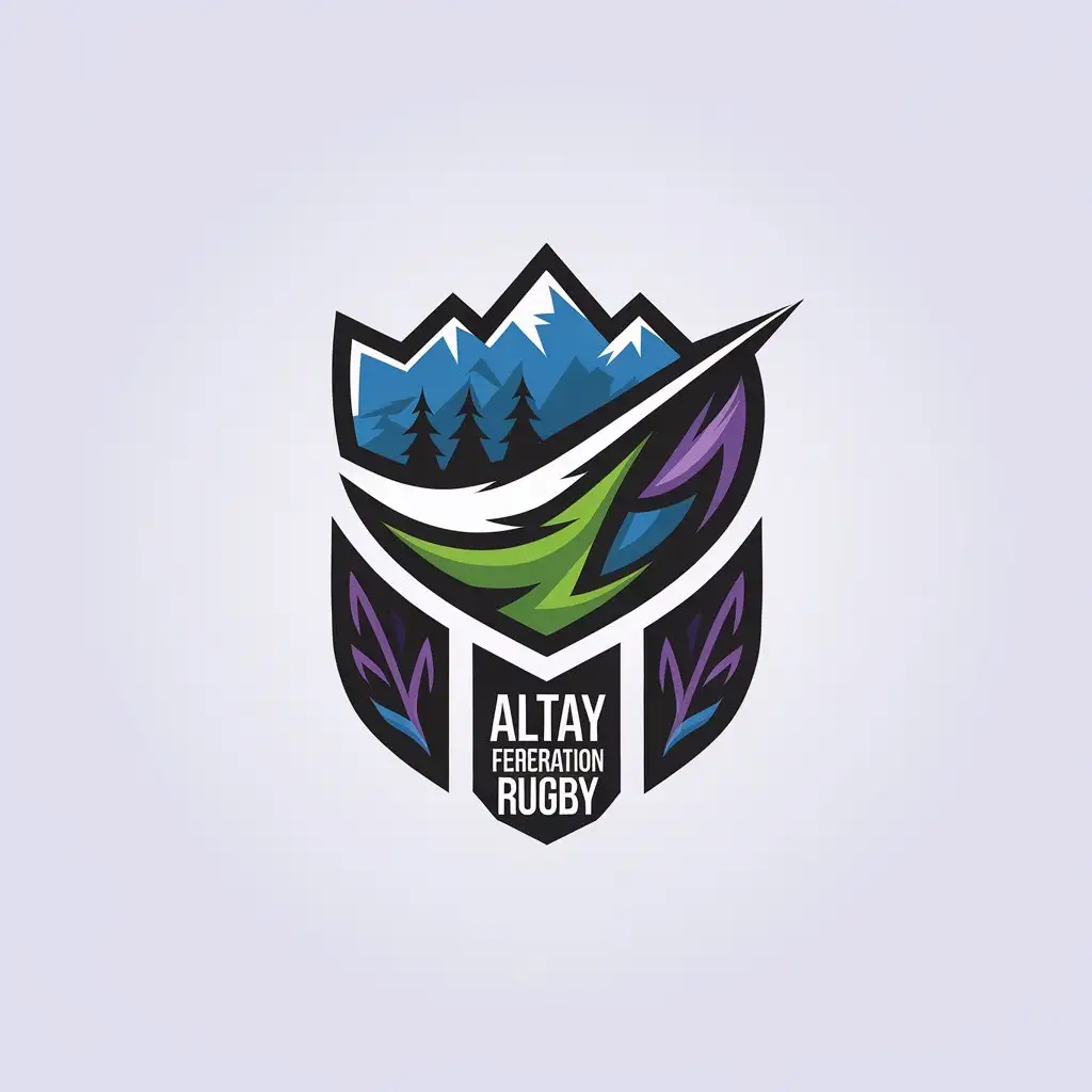 LOGO-Design-For-Altai-Federation-Rugby-Dynamic-Rugby-Mountain-Motif-in-Blue-Green-Purple