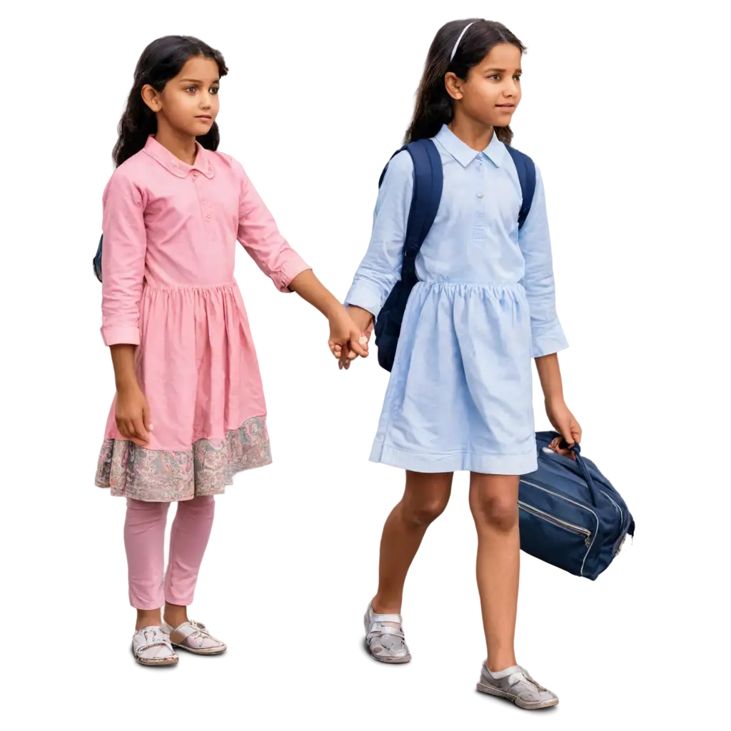 Indian-School-Girl-Going-to-School-with-Mother-PNG-Image-for-Family-Education-and-Culture-Themes