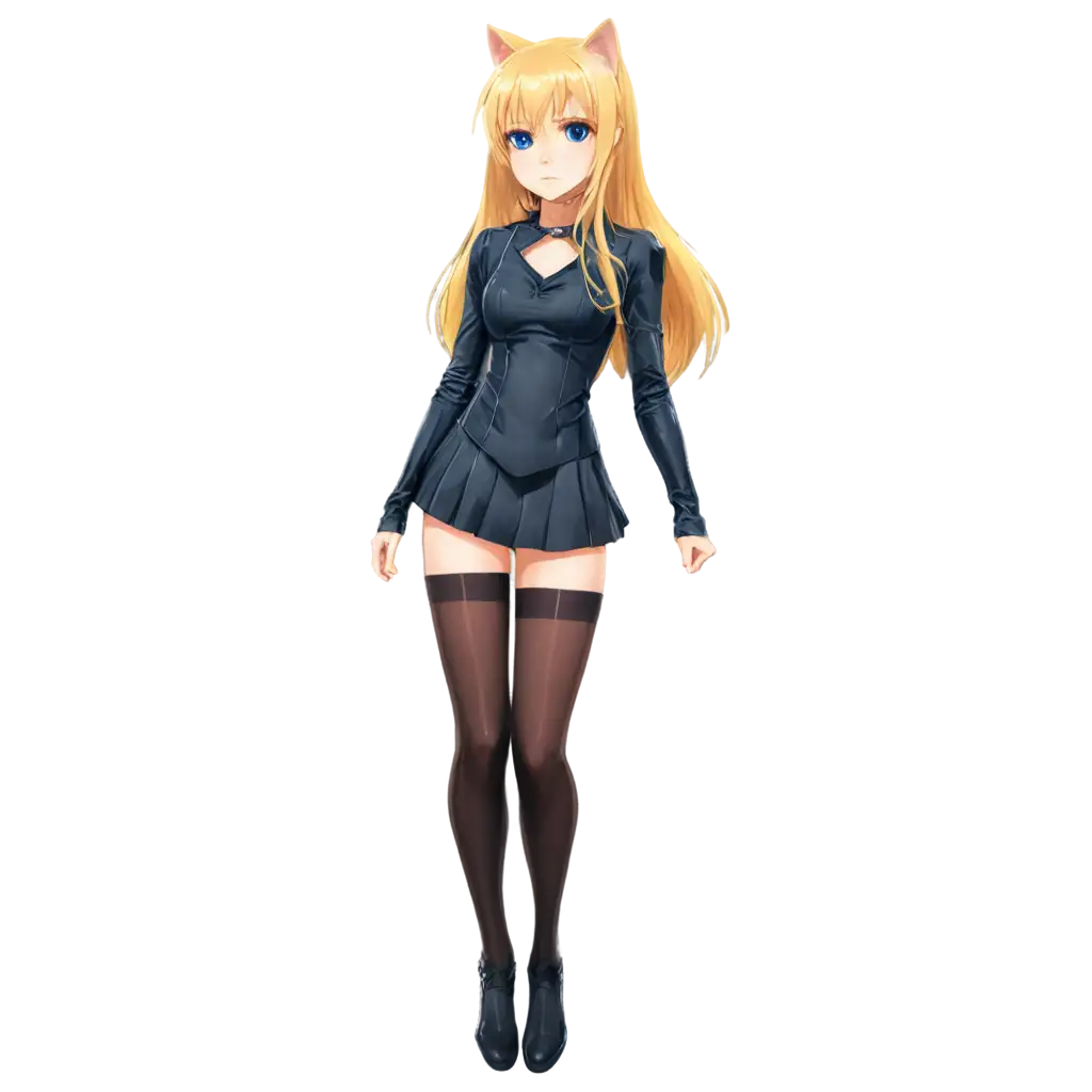 Anime-Catgirl-Full-Body-PNG-Image-with-Blond-Hair-and-Blue-Eyes-for-Digital-Use