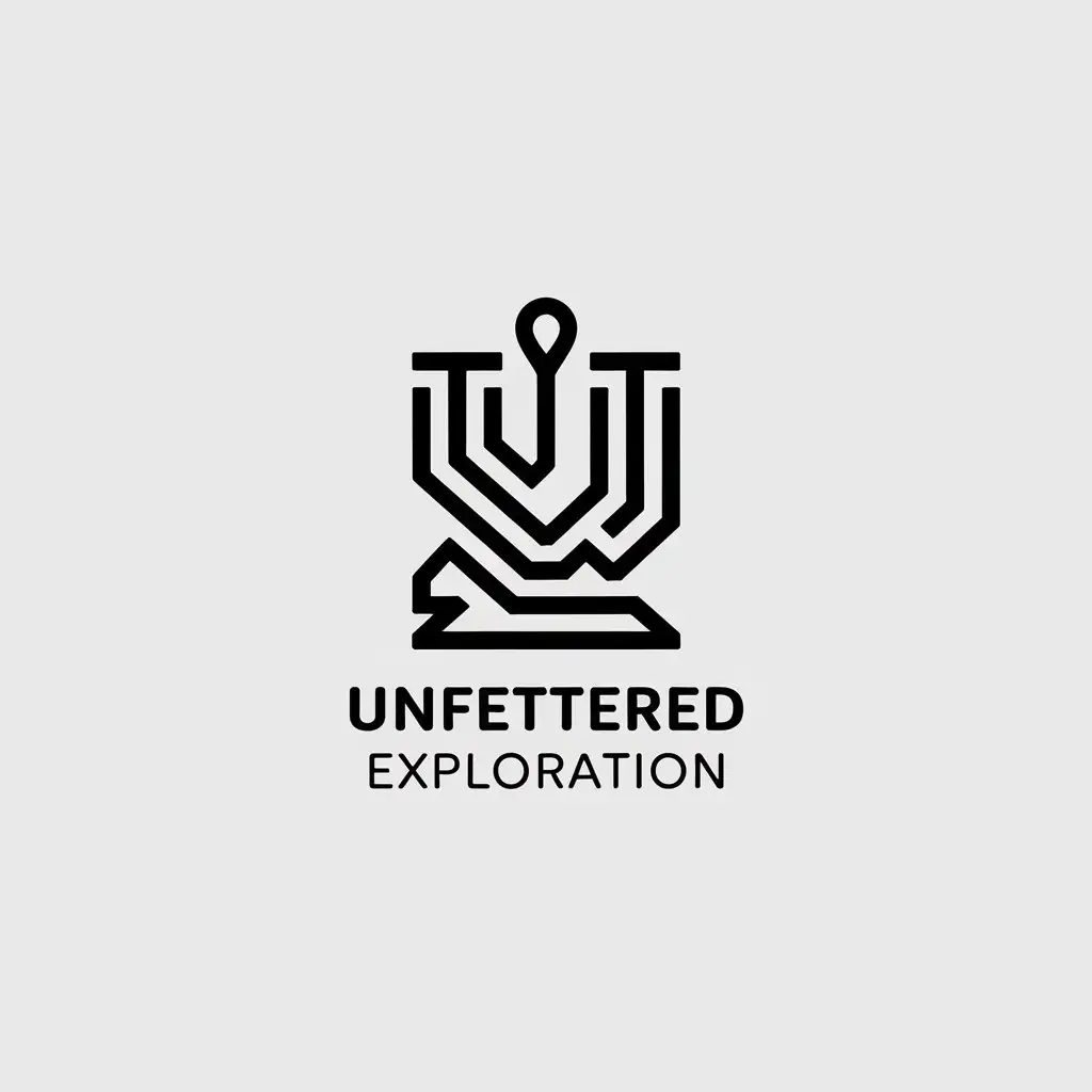 a vector logo design,with the text "unfettered exploration", main symbol:ziu,Minimalistic,be used in Others industry,clear background