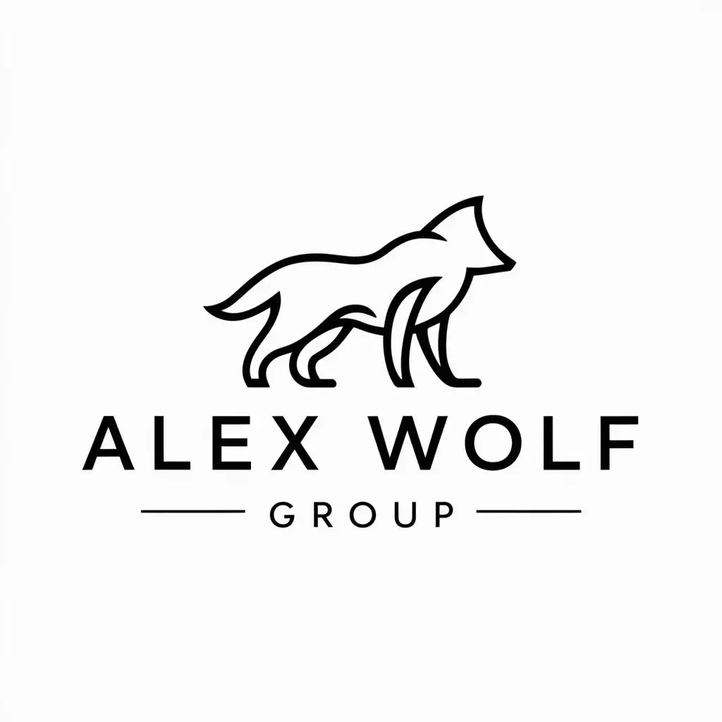 a logo design,with the text "Alex Wolf Group", main symbol:Wolf,Minimalistic,be used in Education industry,clear background