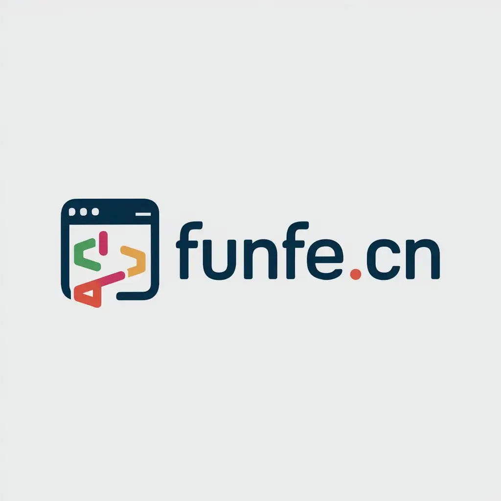 a logo design,with the text "funfe.cn", main symbol:web,browser,code,funfe,Minimalistic,be used in Technology industry,clear background