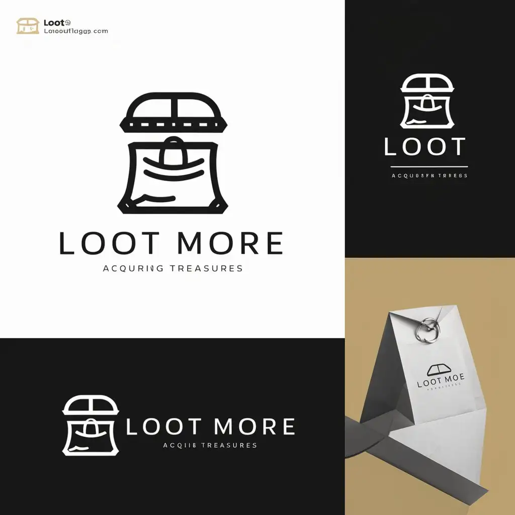 LOGO Design for Loot More Sleek Monochrome Minimalistic Loot Bag Treasure Chest Theme