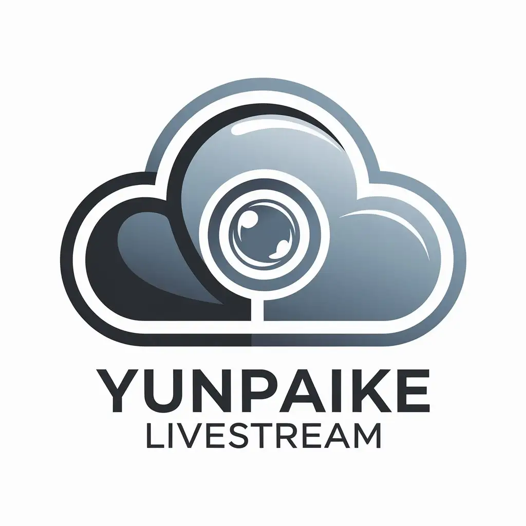 LOGO Design for Yunpaike Livestream HighGrade Gray Light Blue with Cloud and Camera Lens Theme