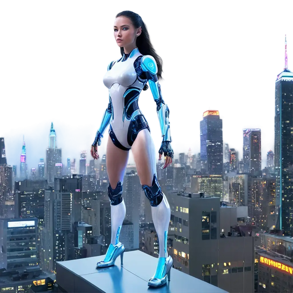 Futuristic-CyberEnhanced-Woman-on-Rooftop-PNG-Image-for-Digital-Art-and-SciFi-Illustration