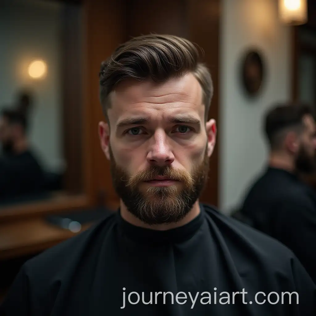 Polish-Client-Flaunts-Perfectly-Groomed-Haircut-in-Barber-Chair