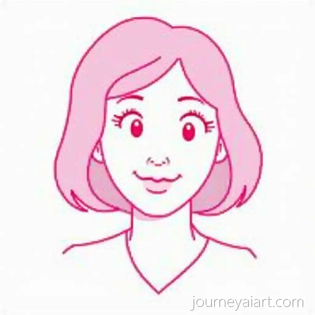 Stylized-Pink-Outline-Girl-Digital-Illustration-in-Minimalist-Art-Style